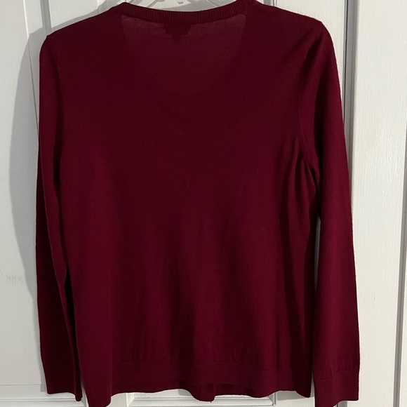 Talbots 100% Pure Merino Wool Button Front Cardigan Sweater Oxblood Size LP - Picture 7 of 14